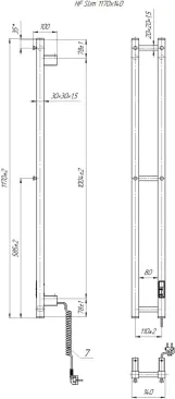 Электрический полотенцесушитель Hygge Family Slim 1170х140х80мм, черный матовый (3.164.045618.BM) Фото - 3